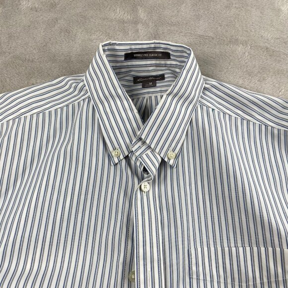 Eddie Bauer Mens Button-Down Shirt M Wrinkle-Free Classic Fit Striped - Picture 3 of 8